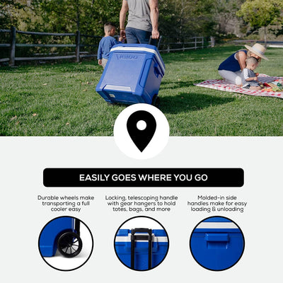 Igloo Profile II Roller Cooler Majestic Blue 60 Quart - Shop  Hard-sided Coolers at  Trekaline