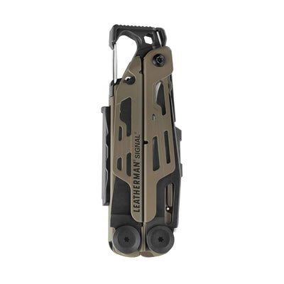 Leatherman Signal Multi-Tool with Display Box for survival and outdoor adventures, featuring 19 essential tools, closed view.