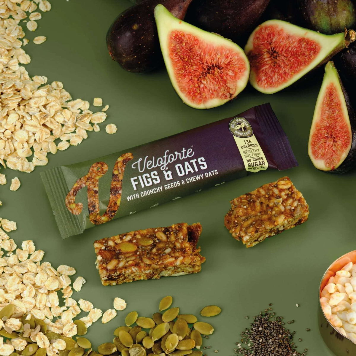 Veloforte Figs and Oat Snack Bar ingredients