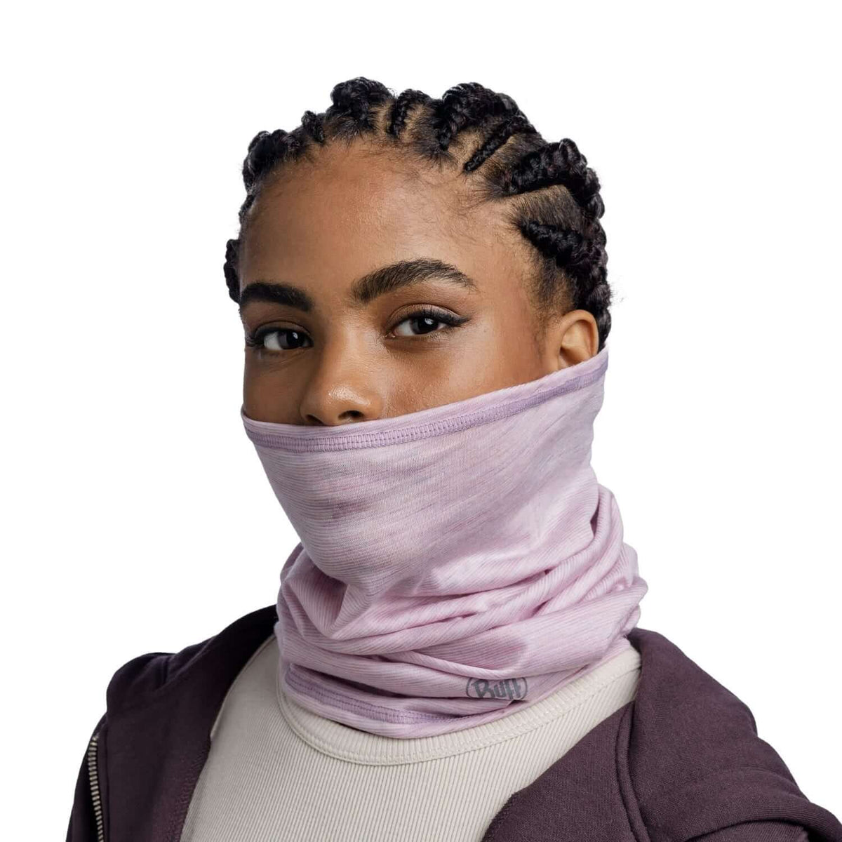 Buff Merino Lightweight Neckwear Lilac Sand Stripe