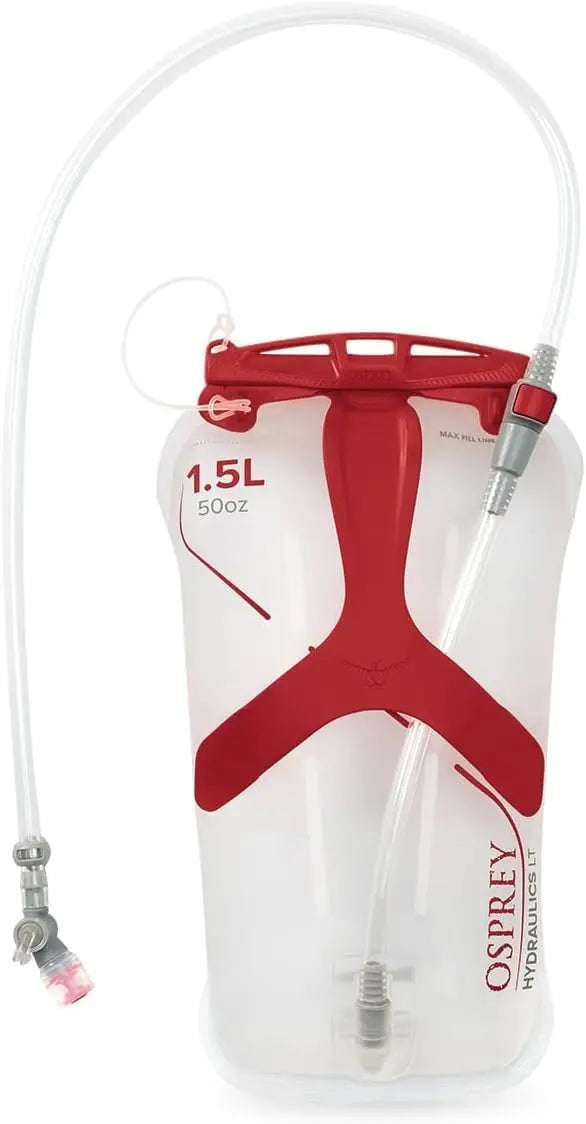 Osprey Hydraulics LT 1.5 L Reservoir with hydration tube, ideal for outdoor activities and desert treks.
