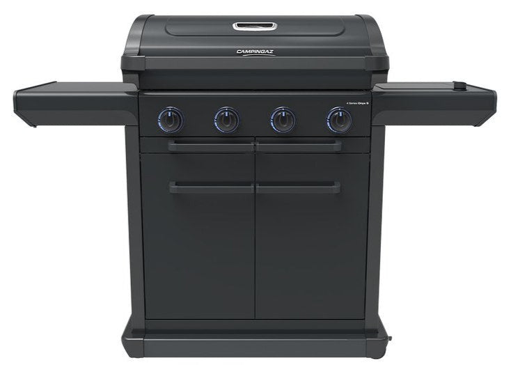 Campingaz 4 Series Onyx S Outdoor Gas BBQ Grill for backyard cooking, featuring sturdy design and multiple burners.