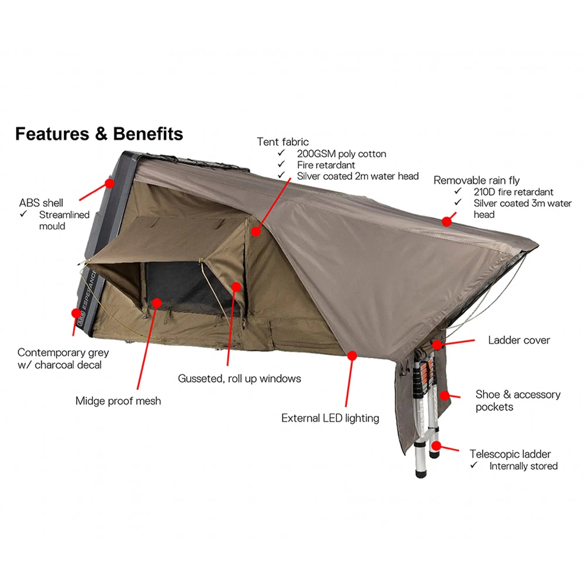 ARB Esperance Hard-Shell Rooftop Tent - Shop  Roof-Top Tents at  Trekaline