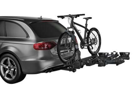Thule T2 Pro XT Add-On attached to car with bike, enhancing bike transport capacity for 2" receivers.