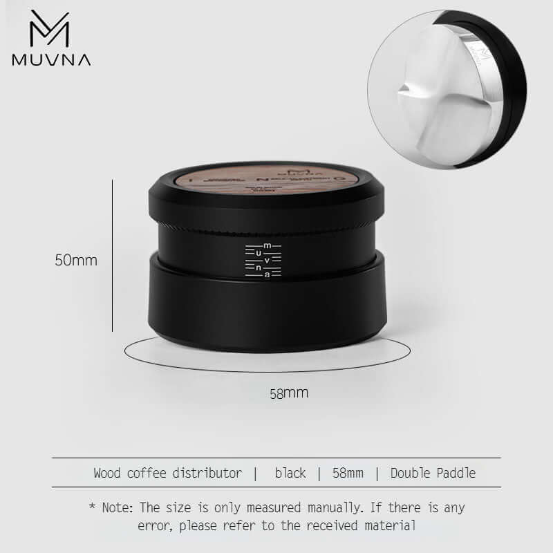 Muvna Solid Wood Gravity Tamper 58mm Black