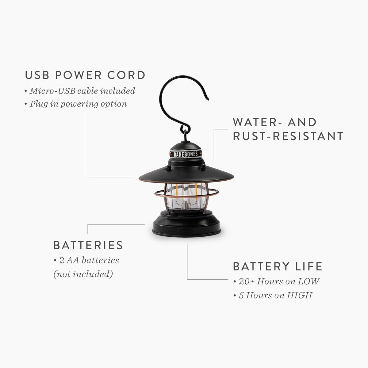 Barebones Edison Mini Lantern Antique Bronze - Shop  Electric Lanterns at  Trekaline