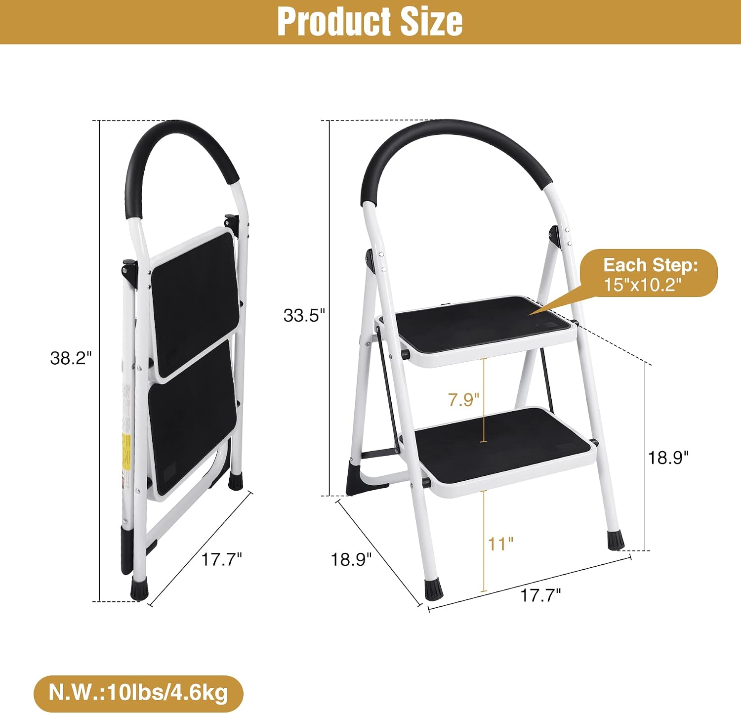Procamp 2-Steps Folding Steel Ladder - Shop  Ladders at  Trekaline