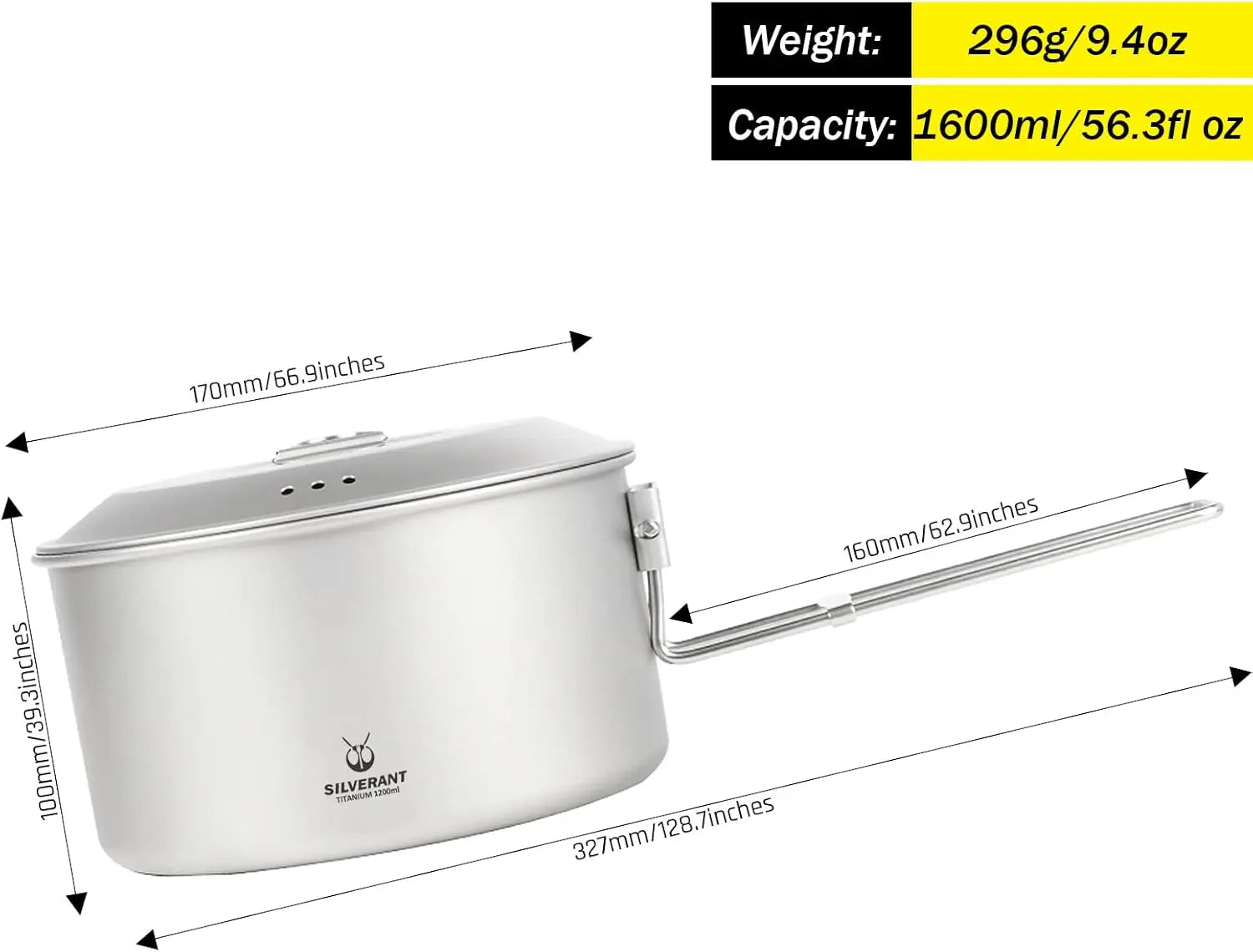 SilverAnt Titanium Camping Cookware Set 1.6L - Shop  Cooksets at  Trekaline