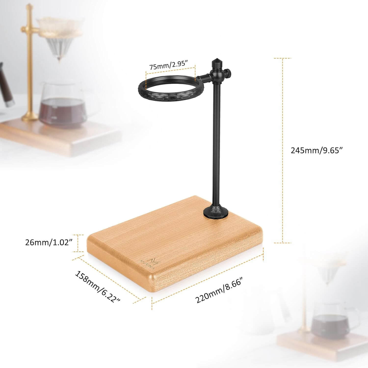 Muvna Walnut Wood Pour Over Coffee Stand
