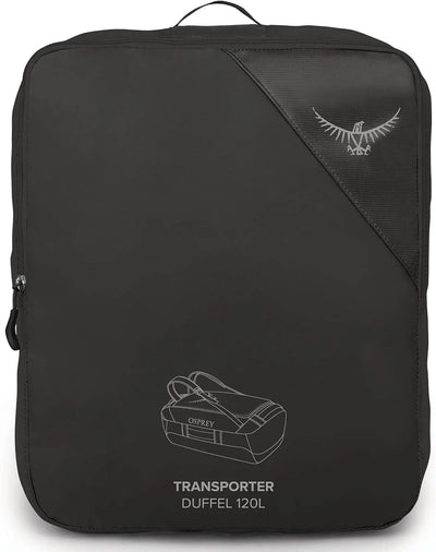 Osprey Transporter Duffel 120 travel bag, weather-resistant, recycled materials, comfortable carry, stowaway harness.