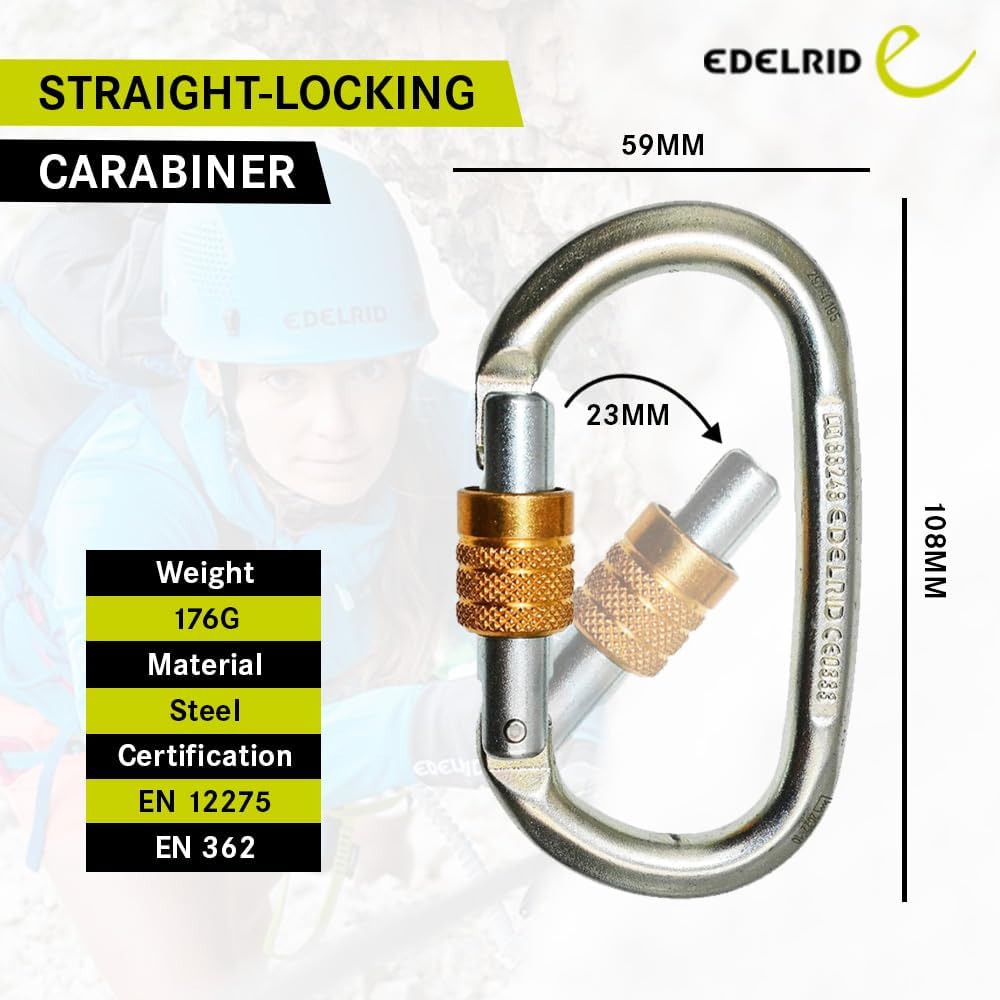 Edelrid Steel Oval Screw Locking Carabiner