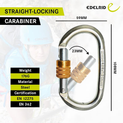 Edelrid Steel Oval Screw Locking Carabiner