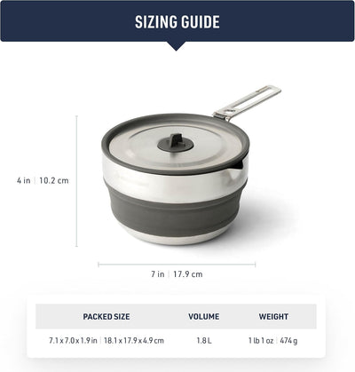 Sea to Summit Detour Stainless Steel Collapsible Pouring Pot 1.8L - Shop  Cook Pots at  Trekaline