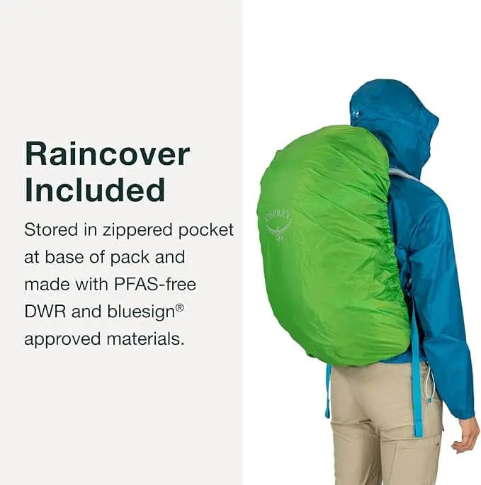 Osprey Hikelite 32 - Black with raincover, featuring AirSpeed™ ventilation and durable design for all-day hiking comfort.