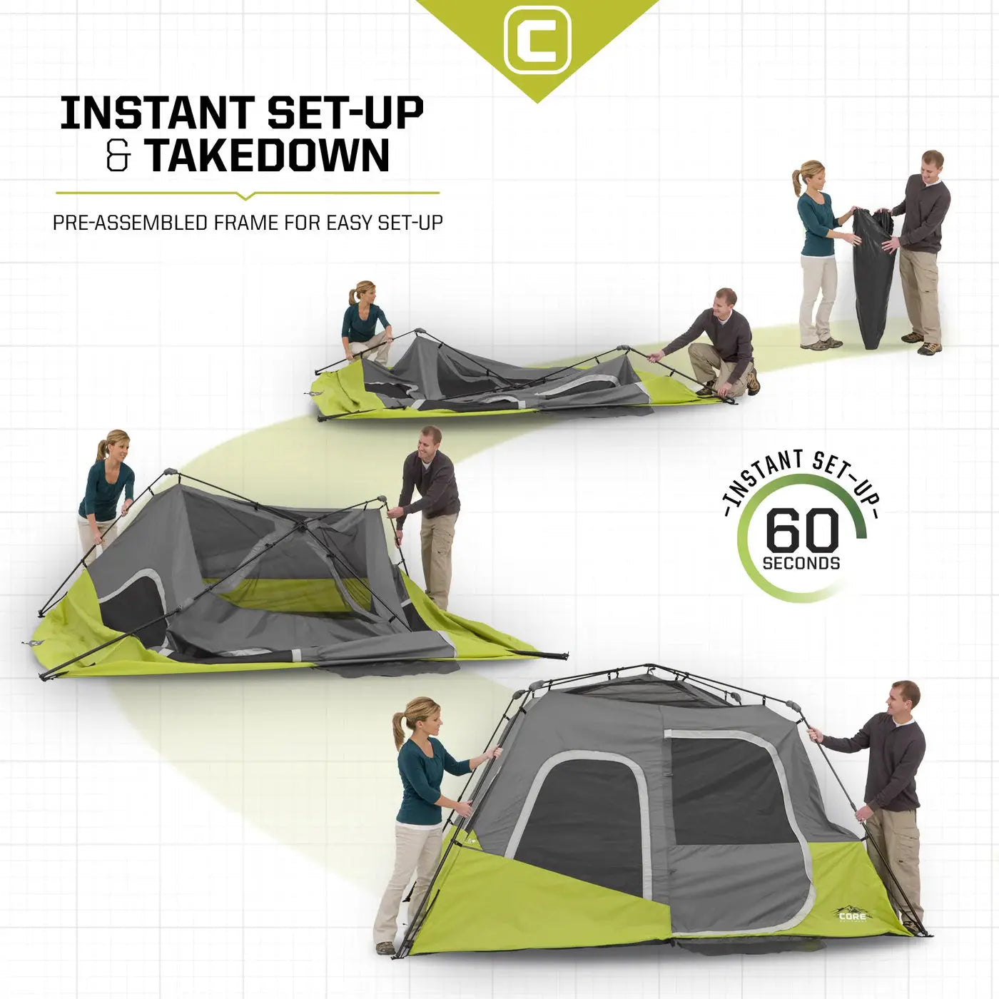Core Equipment 6 Person Instant Cabin Tent 11' x 9'
