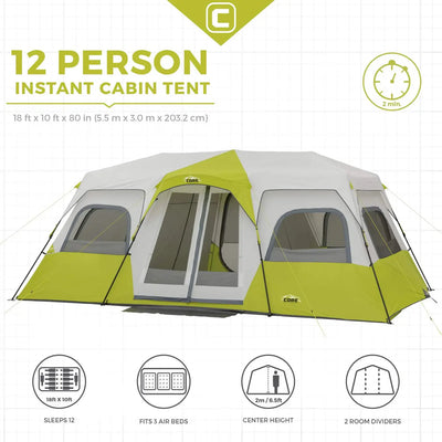 Core Equipment 12 Person Instant Cabin Tent - 18' x 10' - Shop  Camping Tents at  Trekaline