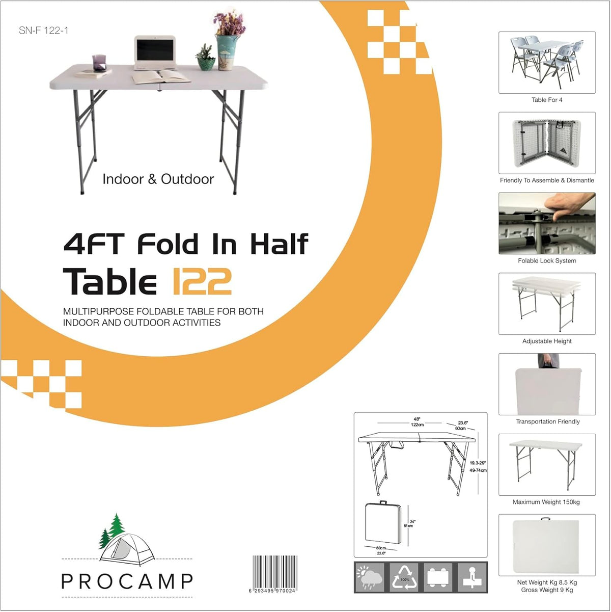Procamp 120 cm Fold in Half Utility Table - Shop  Camp Tables at  Trekaline