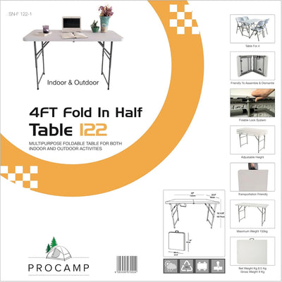 Procamp 120 cm Fold in Half Utility Table - Shop  Camp Tables at  Trekaline