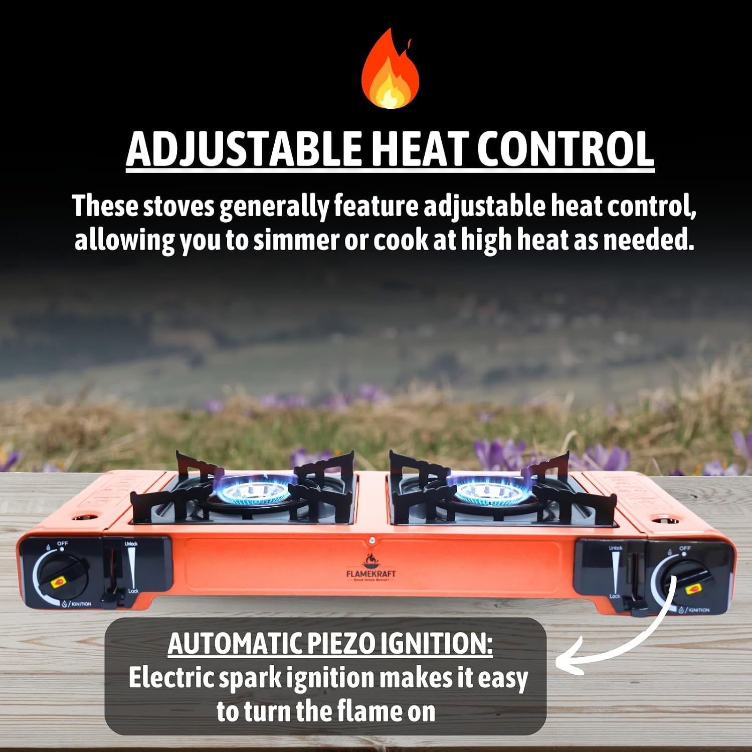 Flamekraft Portable Double Burner Gas Stove - Shop  Camp Stoves at  Trekaline