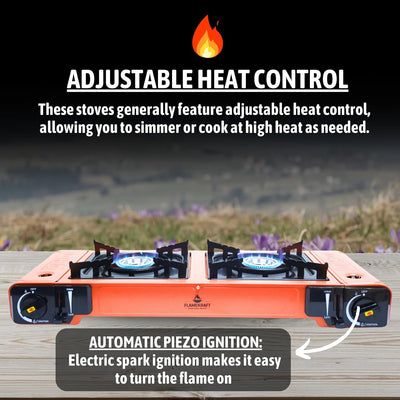 Flamekraft Portable Double Burner Gas Stove - Shop  Camp Stoves at  Trekaline