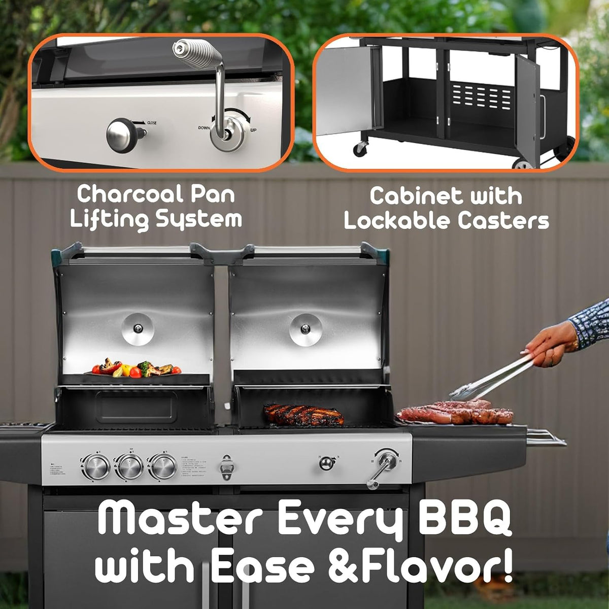 Royal Gourmet Gas and Charcoal Grill with Side Burner