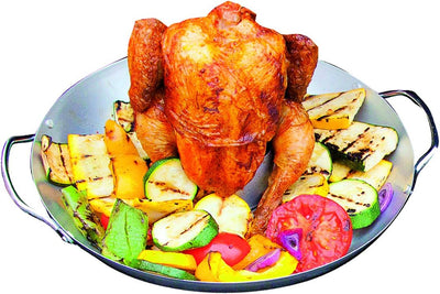Campingaz Culinary Modular Poultry Roaster cooking chicken with vegetables on grill