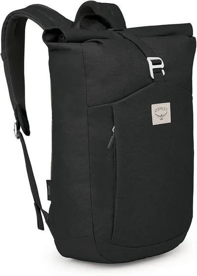 Osprey Arcane Roll Top everyday bag with durable recycled fabric, designed for versatile use from office to gym. Modern hardware included.