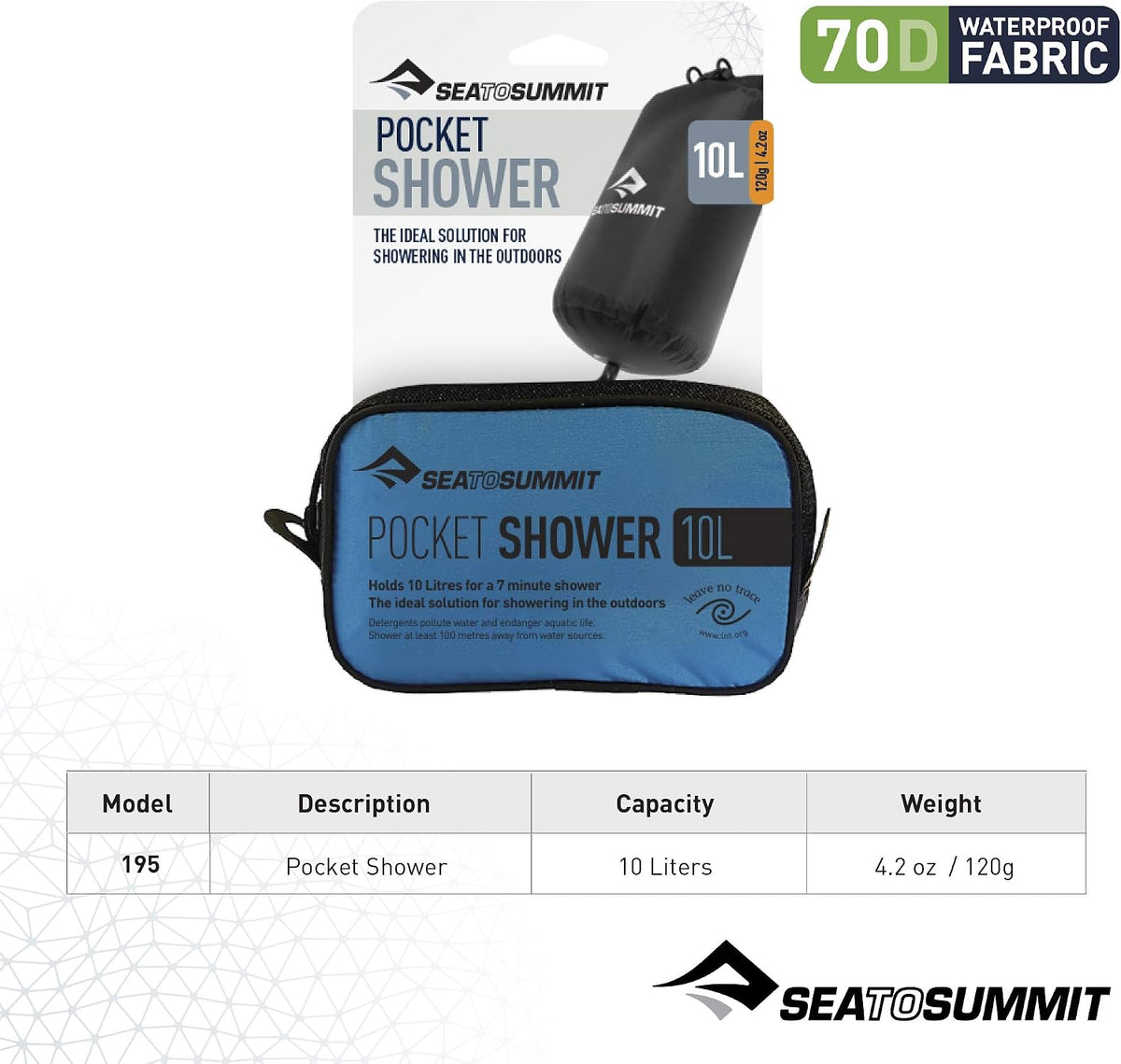 Sea to Summit Pocket Shower 10L - Shop  Camp Showers at  Trekaline
