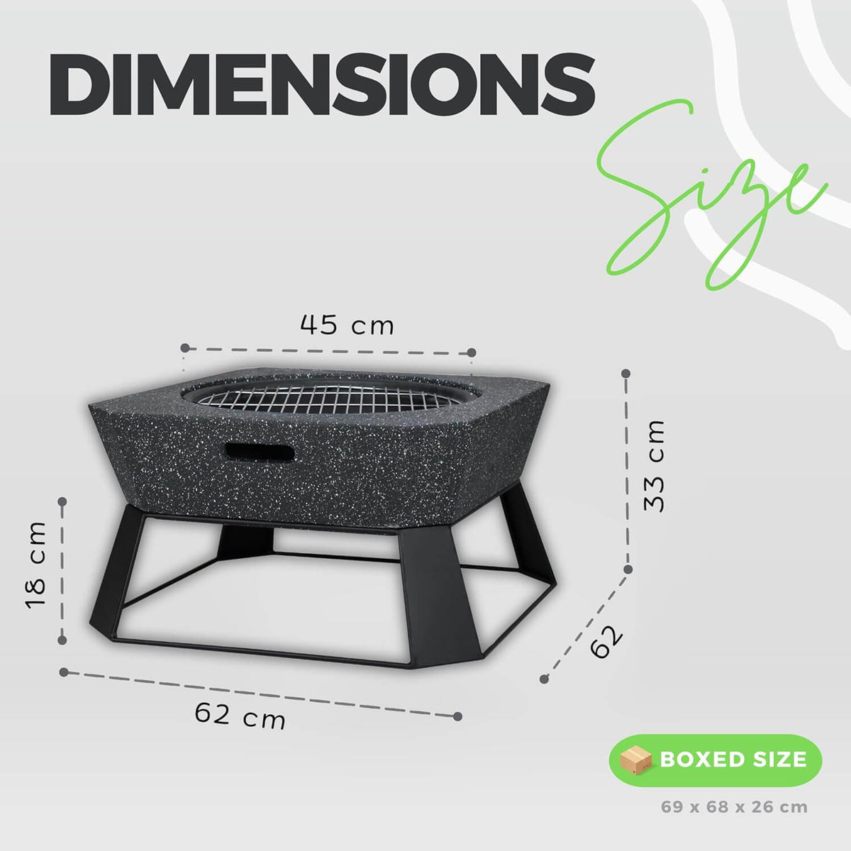 Protective mesh cover included with the MGO Square Fire Pit