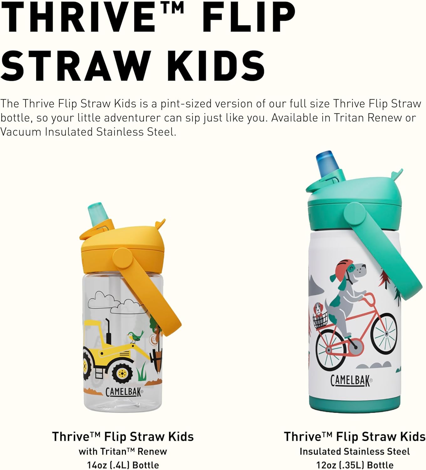 Camelbak Thrive Flip Straw Bottle 14 oz -Kids - Shop  Water Bottles at  Trekaline