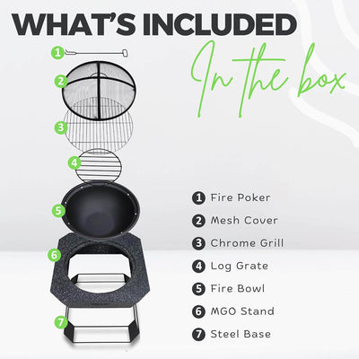 Protective mesh cover included with the MGO Square Fire Pit