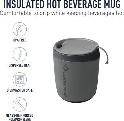 Sea to Summit Delta Insulated Camp Mug - lightweight, BPA-free, heat-dispersing, dishwasher safe, grey, 16 oz / 470 ml