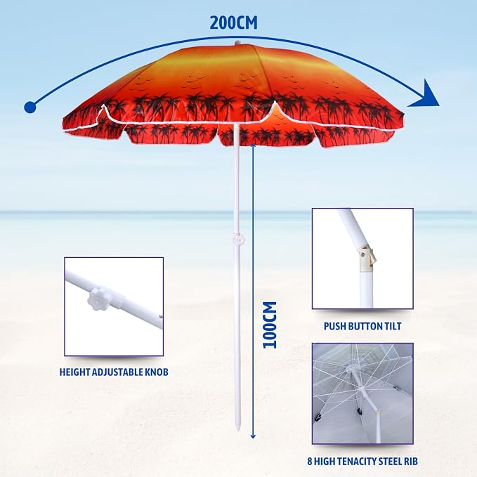 Procamp Portable Beach Umbrella 2m - Shop  Umbrellas at  Trekaline