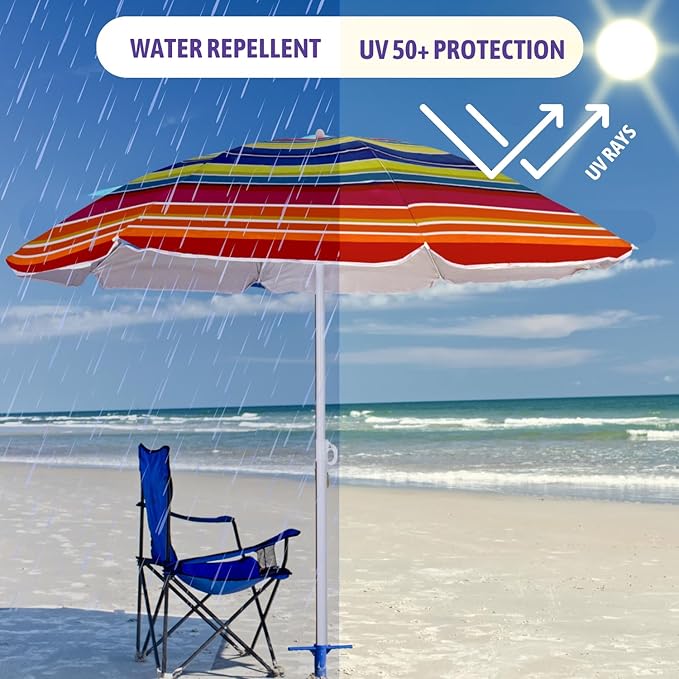Procamp Large UV Beach Umbrella 2.4m - Shop  Umbrellas at  Trekaline