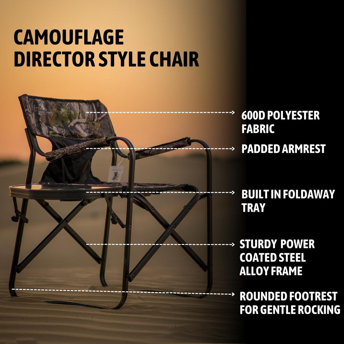 Procamp Director Chair Camouflage - Shop  Camp Chairs at  Trekaline