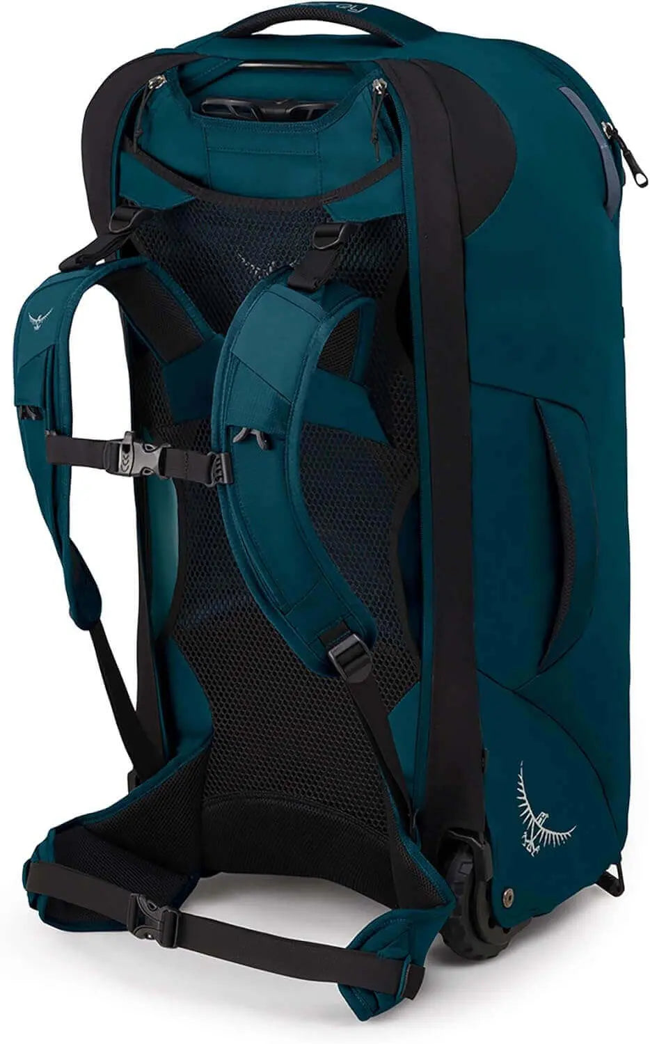 Farpoint Wheeled Travel Carry-On 36L/21.5" - Men with adjustable straps and durable design for easy travel.