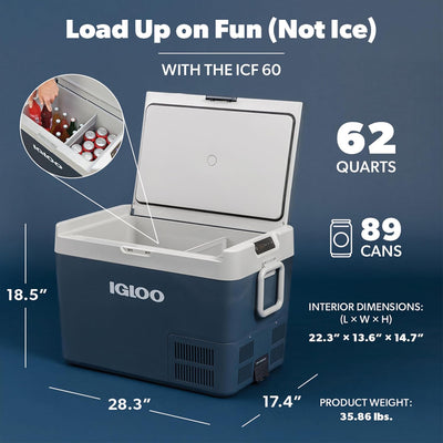Igloo Iceless Compressor Fridge 60 Freezer Cooler 62 Quart - Shop  Hard-sided Coolers at  Trekaline