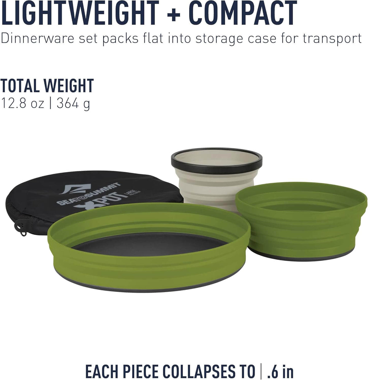Sea to Summit X-Set 3-Piece collapsible camping dinnerware with carrying case