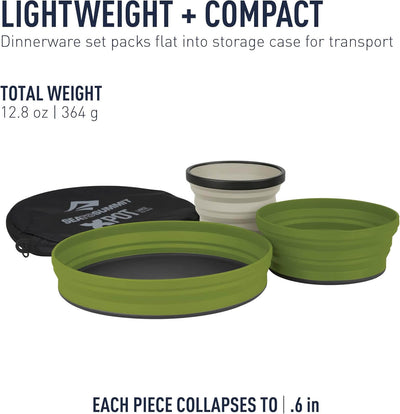 Sea to Summit X-Set 3-Piece collapsible camping dinnerware with carrying case