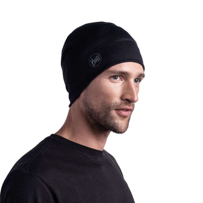 Buff Merino Lightweight Beanie Solid Black Thermal Cap