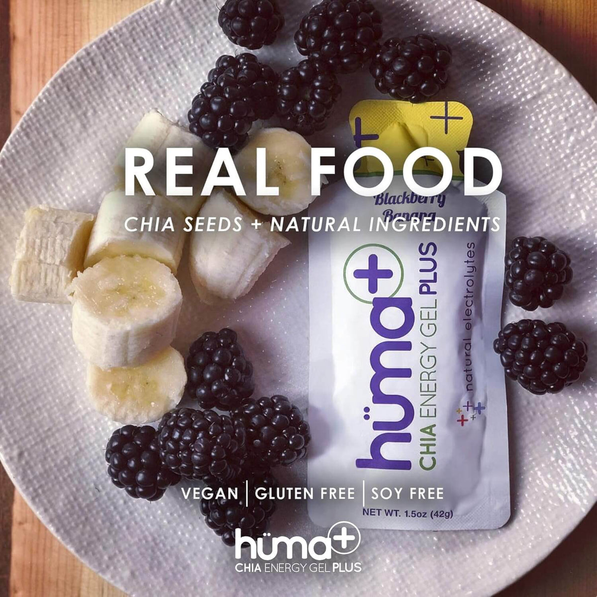 Huma Chia Energy Gel Plus - Bananas & Berries Real Food