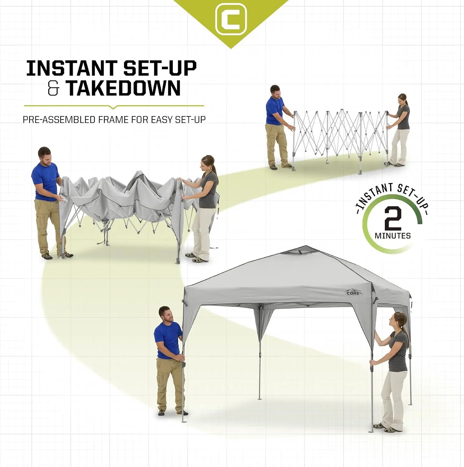 Core Equipment Instant Canopy 10ft x 10ft Light Grey - Shop  Shade Shelters at  Trekaline