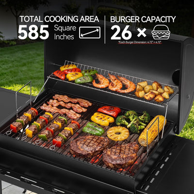 Royal Gourmet 30-inch Barrel Charcoal Grill with Front Basket
