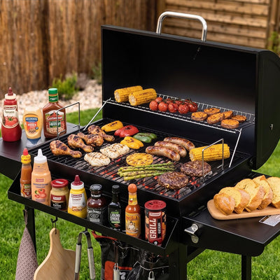 Royal Gourmet 30-inch Barrel Charcoal Grill with Front Basket