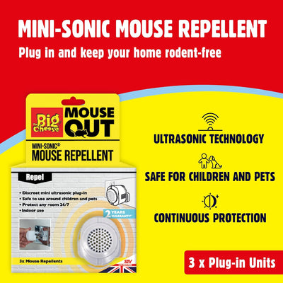 STV Big Cheese Mouse Out Mini-Sonic Mouse Repellent 3-Pack