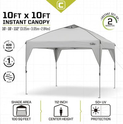 Core Equipment Instant Canopy 10ft x 10ft Light Grey - Shop  Shade Shelters at  Trekaline
