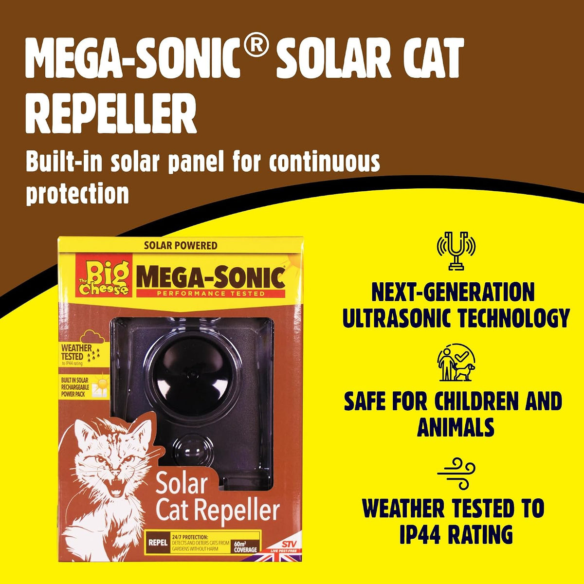 STV Big Cheese Mega-Sonic Solar Cat Repeller [QA Type - ]