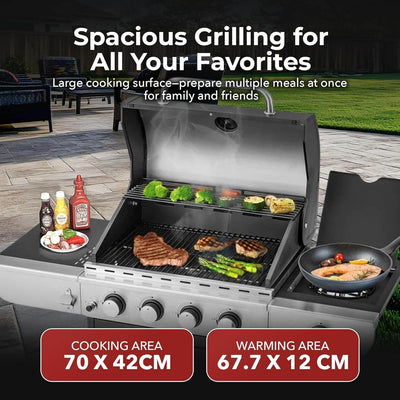 Royal Gourmet 4-Burner Gas Grill with Side Burner