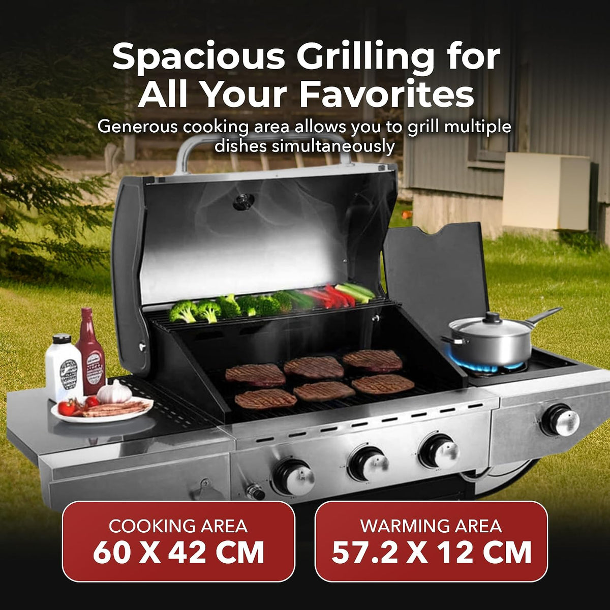Royal Gourmet 3-Burner Gas Grill with Side Burner