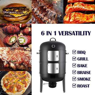 Controllable air dampers on the Realcook 20-Inch BBQ Vertical Steel Charcoal Smoker
